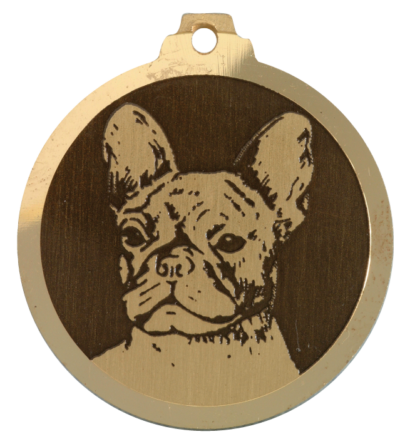 Médaille chien gravée Bouledogue Français