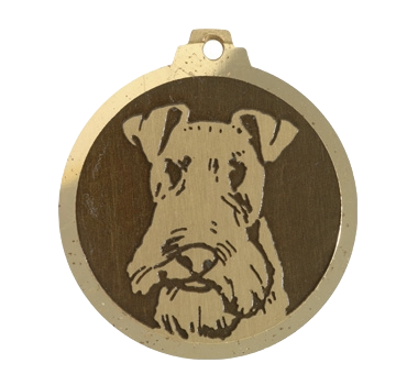 Médaille chien gravée Fox Terrier Poils Durs