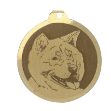 Médaille chien gravée Akita