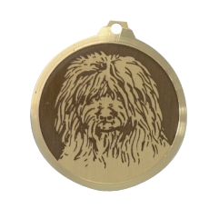 Médaille chien gravée Bobtail