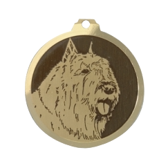 Médaille chien gravée Bouvier des Flandres