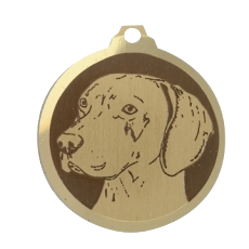 Médaille chien gravée Braque de Weimar