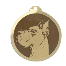 Médaille chien gravée Dogue Allemand O.C