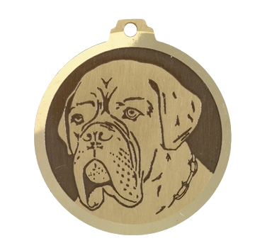 Médaille chien gravée Dogue de Bordeaux