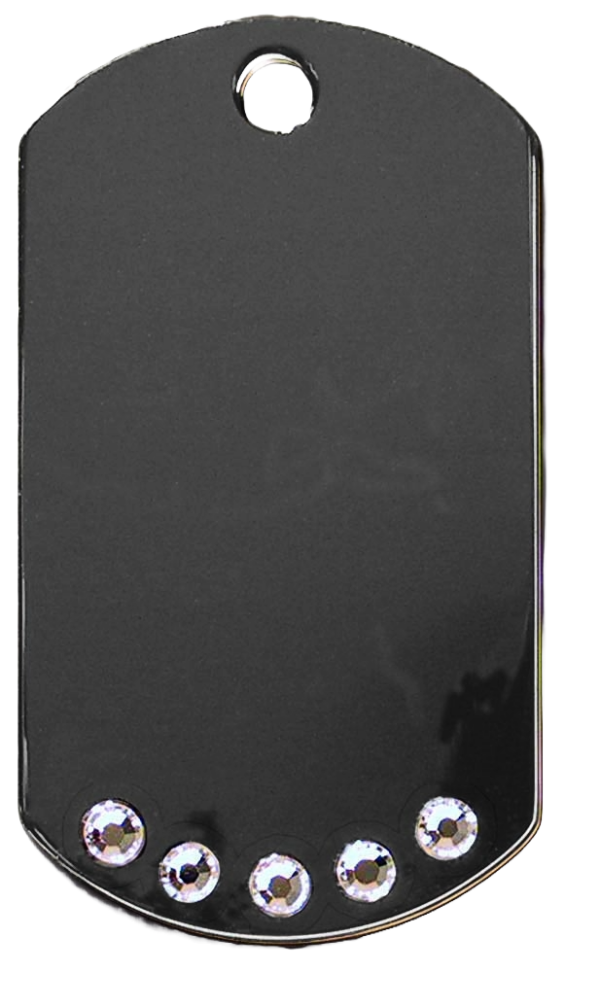 Médaille chien plaque militaire fumé Swarovski