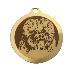 Médaille chien gravée Bichon frisé