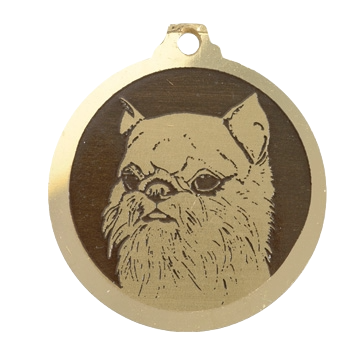 Médaille chien gravée Griffon Bruxellois