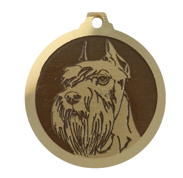 Médaille chien gravée Schnauzer Géant O.C