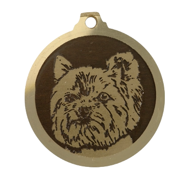 Médaille chien gravée Yorkshire coupe New York