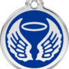 Médaille personnalisée RED DINGO Ange Bleu ronde pour chien & chat – Gravure laser durable – Ultra résistante