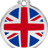 Médaille personnalisée RED DINGO Drapeau Anglais ronde pour chien & chat