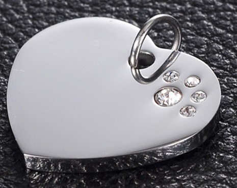 Médaille personnalisée luxe pour chien & chat avec strass Coeur – Gravure haut de gamme – Bijou élégant et résistant