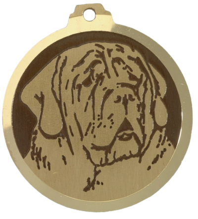 Médaille chien gravée Mastiff