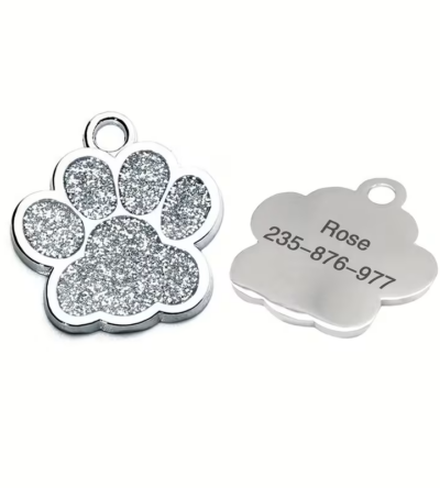 Médaille chien & chat Glitter Argent – Collection Luxe