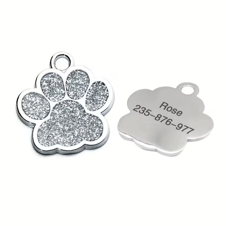 Médaille chien & chat Glitter Argent – Collection Luxe