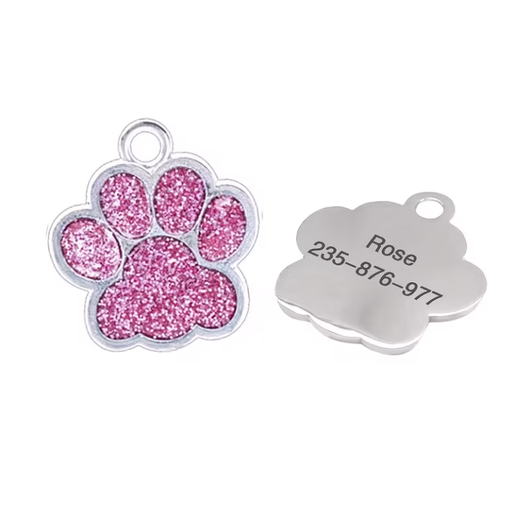 Médaille chien & chat Glitter Rose – Collection Luxe