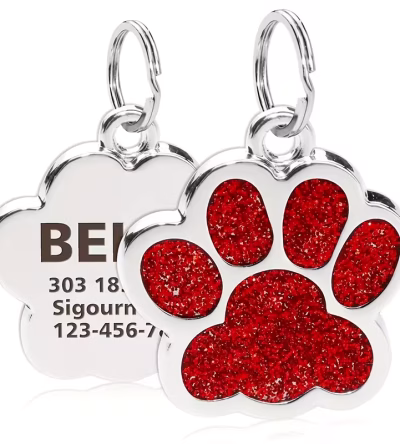 Médaille chien & chat Glitter Rouge – Collection Luxe