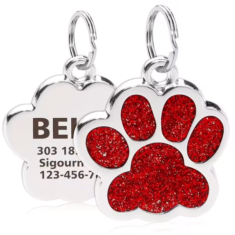 Médaille chien & chat Glitter Rouge – Collection Luxe