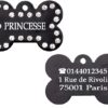 Médaille chien en aluminium noir avec strass – Collection Alu