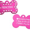 Médaille chien en aluminium Rose avec strass – Collection Alu