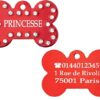 Médaille chien en aluminium Rouge avec strass – Collection Alu