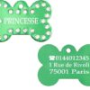 Médaille chien en aluminium Vert avec strass – Collection Alu