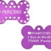 Médaille chien en aluminium Violet avec strass – Collection Alu